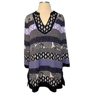 Women's Purple Dana Buchman S Striped & Printed Top